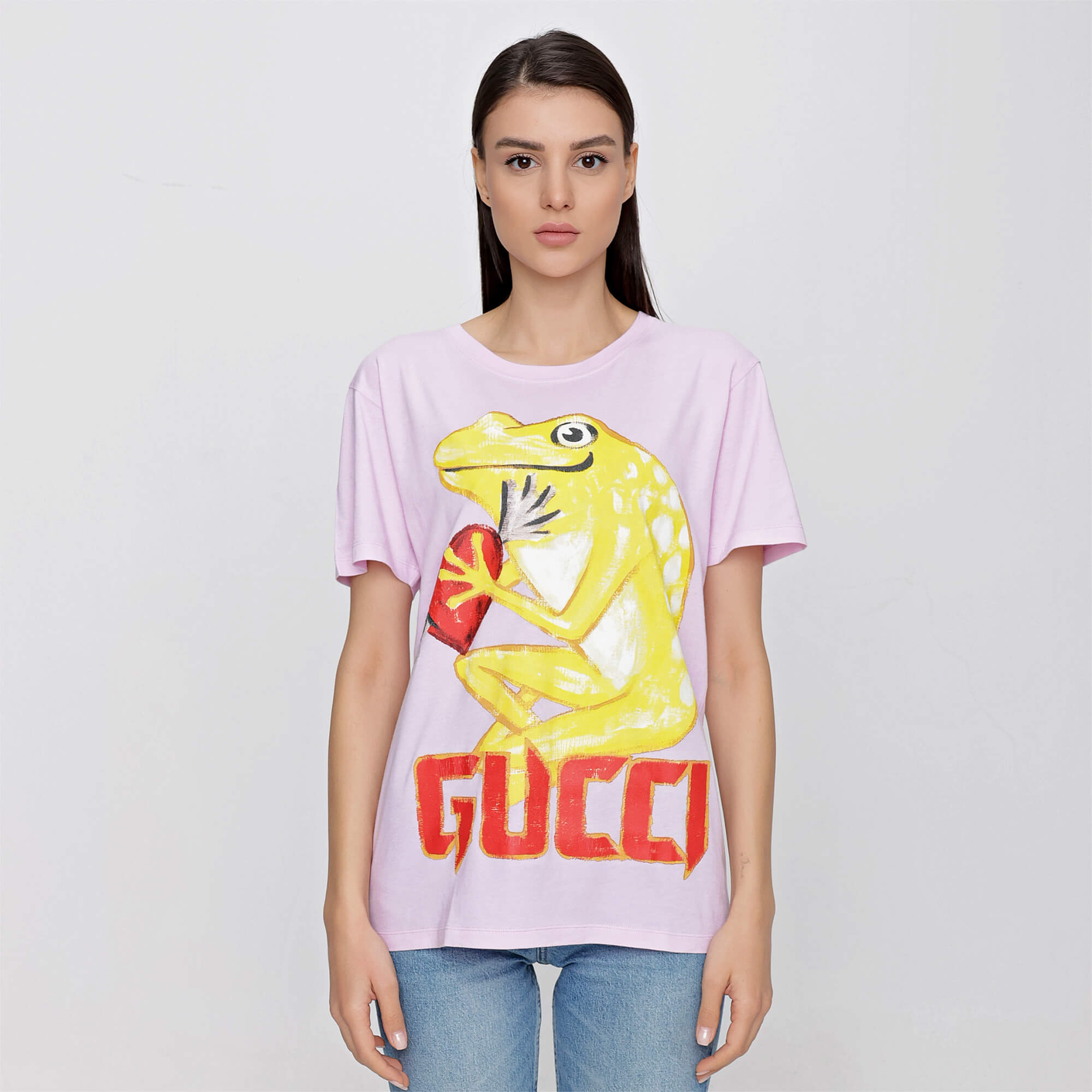 Gucci - Pink Cotton Frog Heart Printed Tshirt